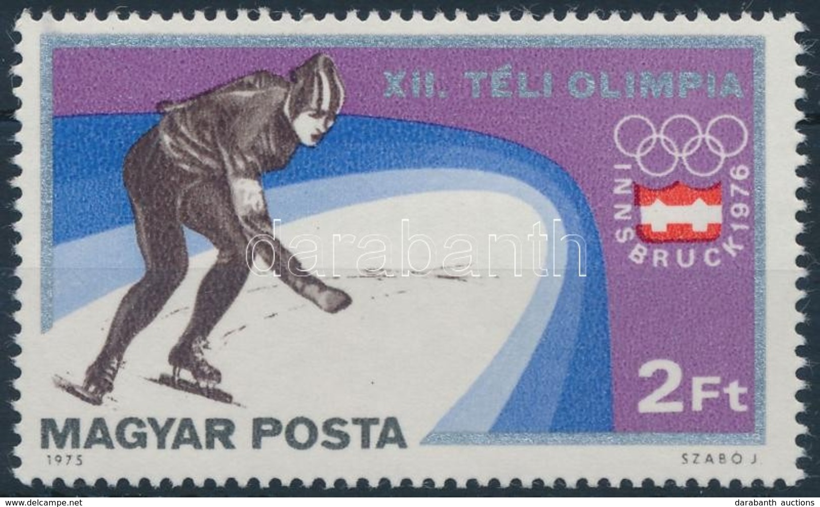 ** 1975 Téli Olimpia 2Ft, Balra Tolódott Piros Színnyomat - Other & Unclassified