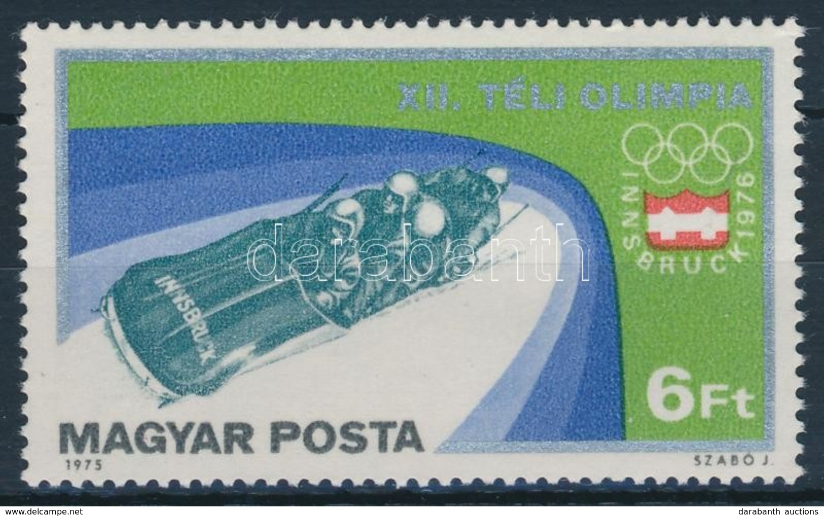 ** 1975 Téli Olimpia 6Ft, Balra Felfelé Tolódott Piros Színnyomat - Andere & Zonder Classificatie