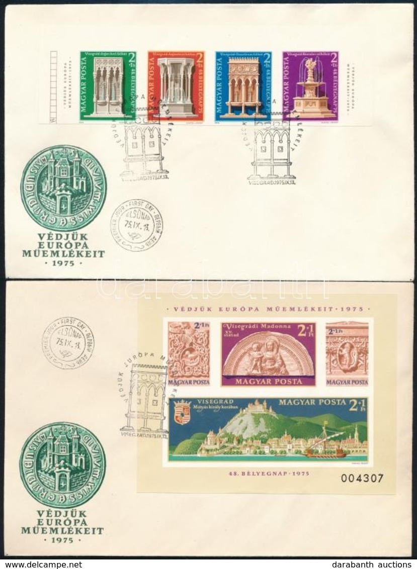 1975 Bélyegnap Vágott Négyescsík és Vágott Blokk 2 FDC-n (42.000+) / Mi 3060-3063 + Block 115, Imperforate Stripe Of 4 A - Andere & Zonder Classificatie