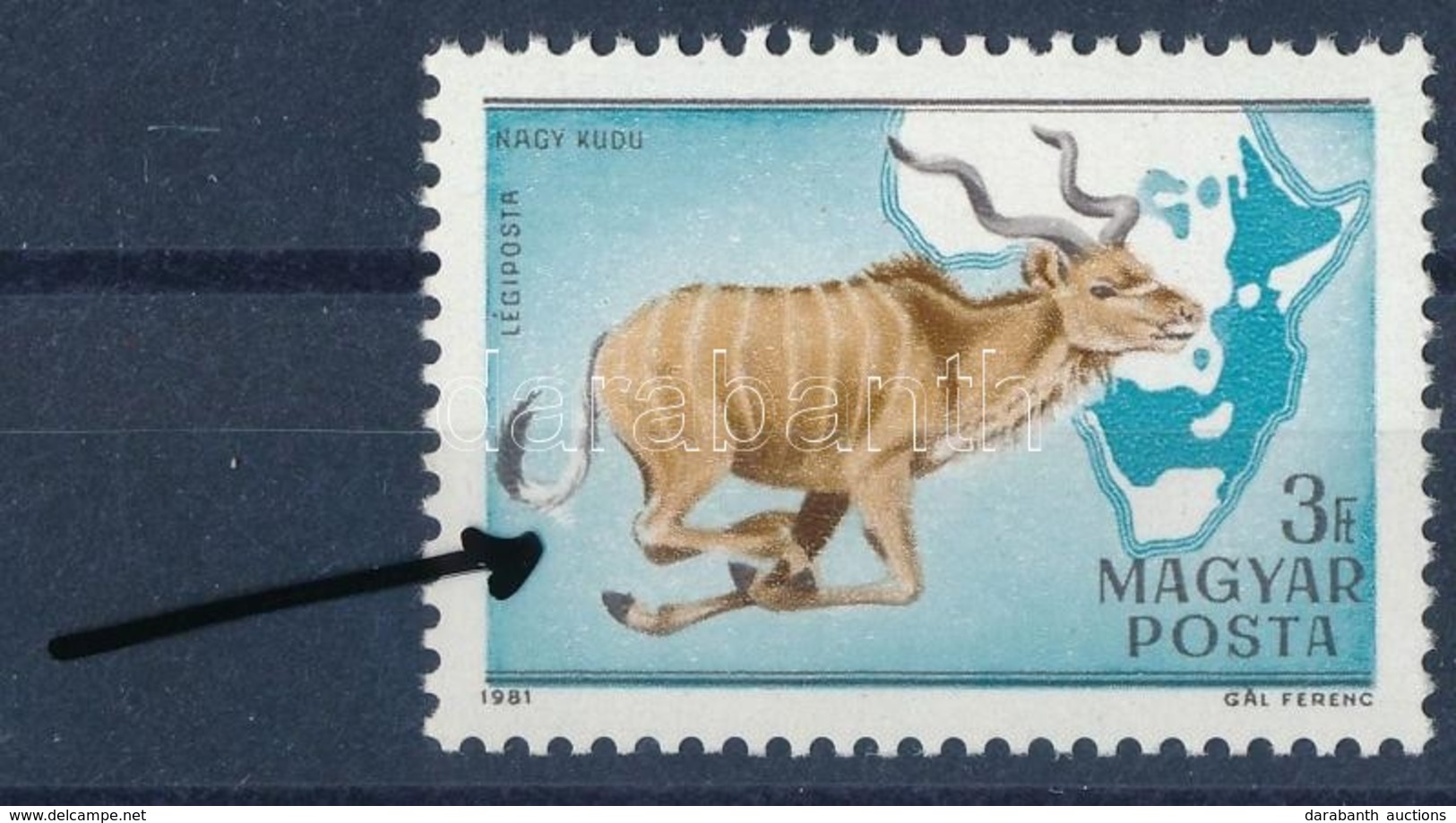 ** 1981 Kittenberger Kálmán 3Ft, Fehér Folt Az állat Farkánál / Mi 3474 With Plate Variety (ujjlenyomat / Finger Print) - Other & Unclassified