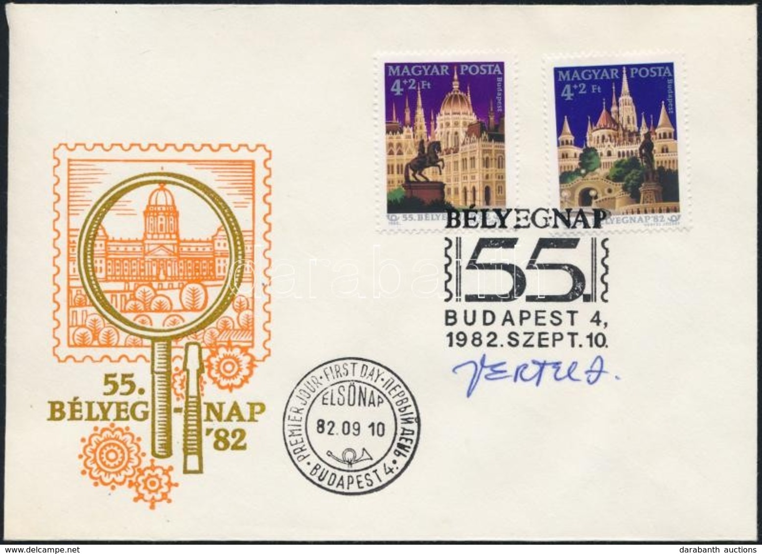 1982 Bélyegnap Sor FDC Vertel József Bélyegtervező Aláírásával - Other & Unclassified