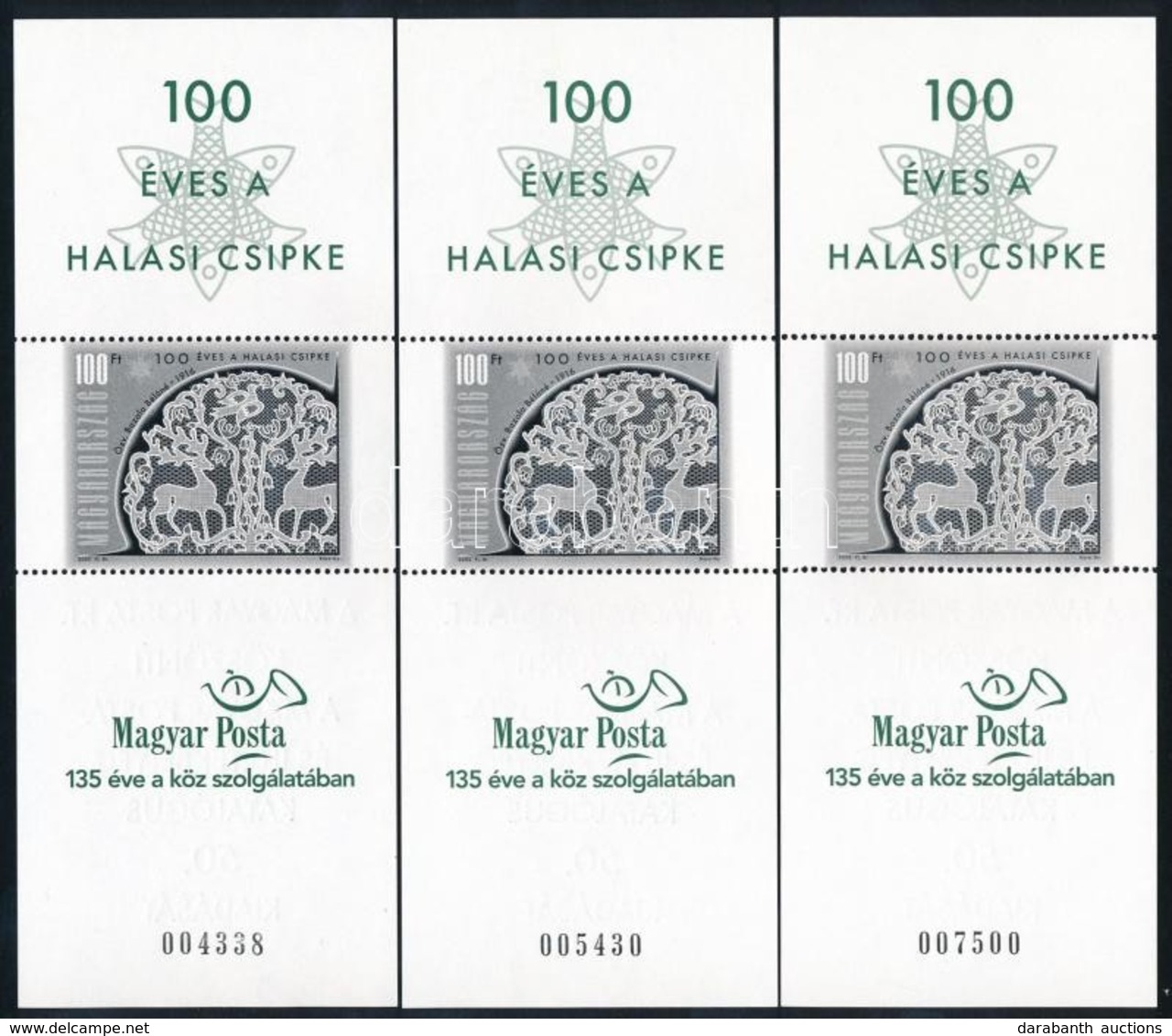 ** 2002 Halasi Csipke (III.) 3 Db Speciális Feketenyomat (36.000) - Andere & Zonder Classificatie