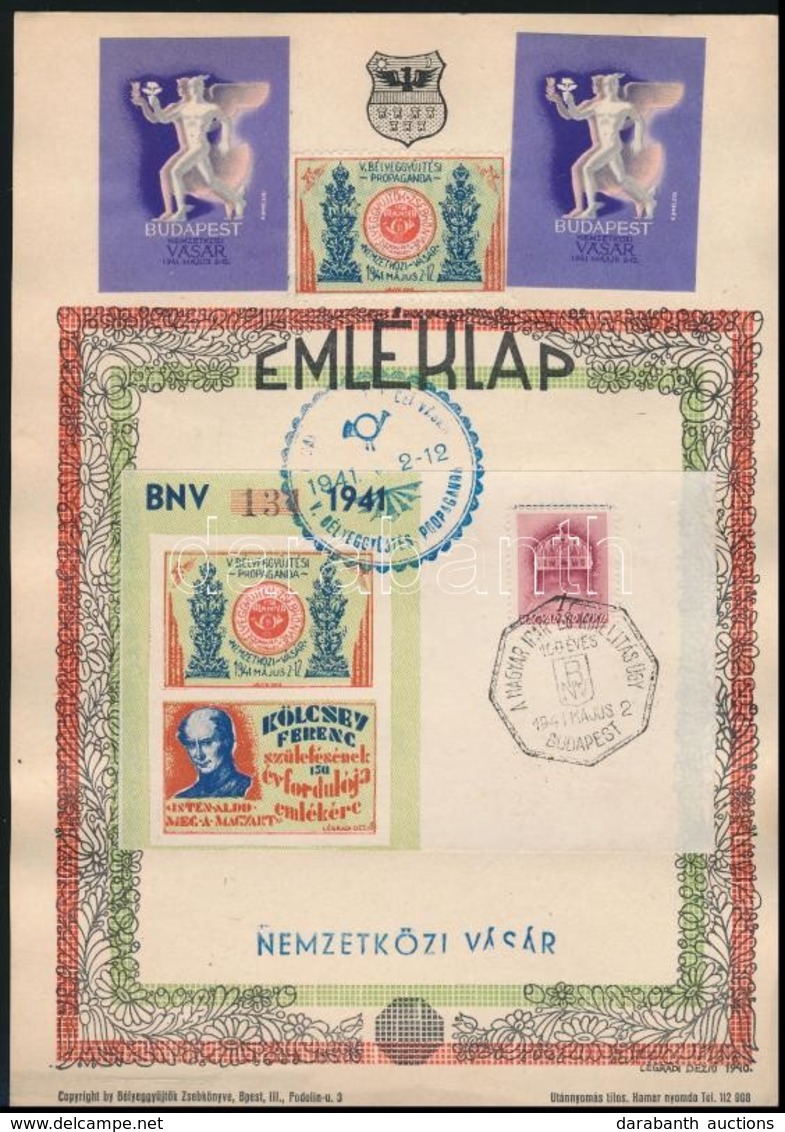1941 Nemzetközi Vásár Emléklap Kölcsey II. Emlékívvel és Alkalmi Bélyegzéssel (10.000) - Andere & Zonder Classificatie