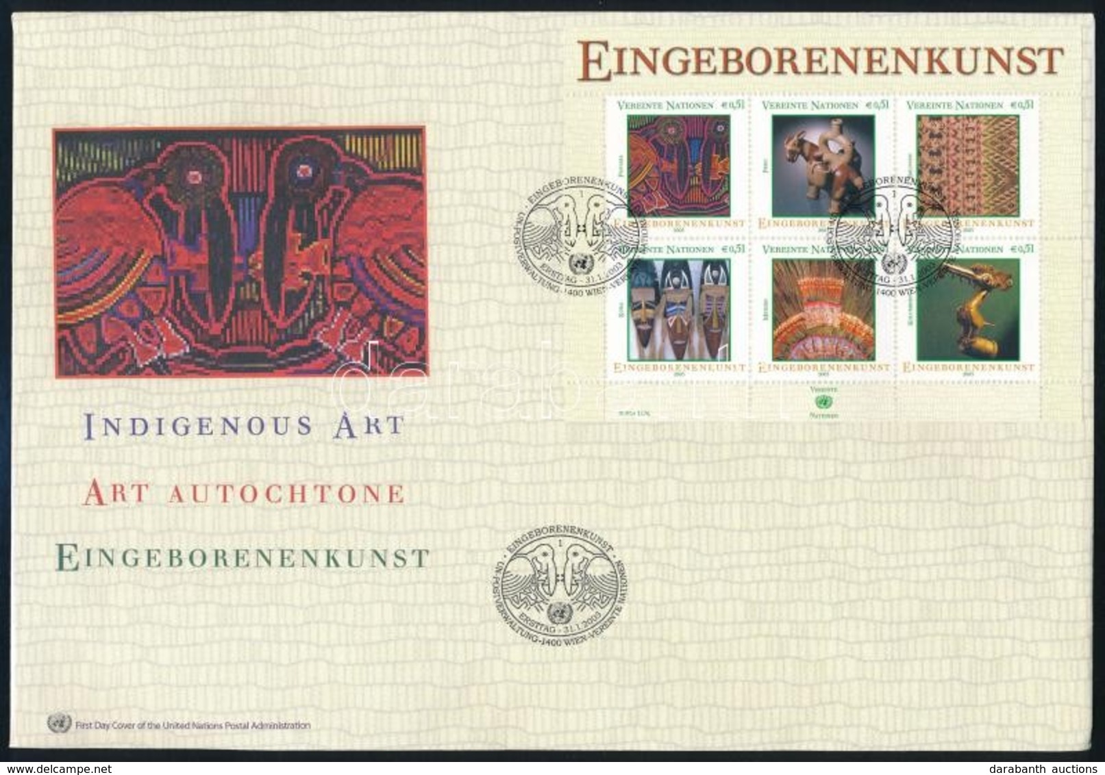 2003 Bennszülött Művészet (I) Blokk Mi 17 FDC-n - Other & Unclassified