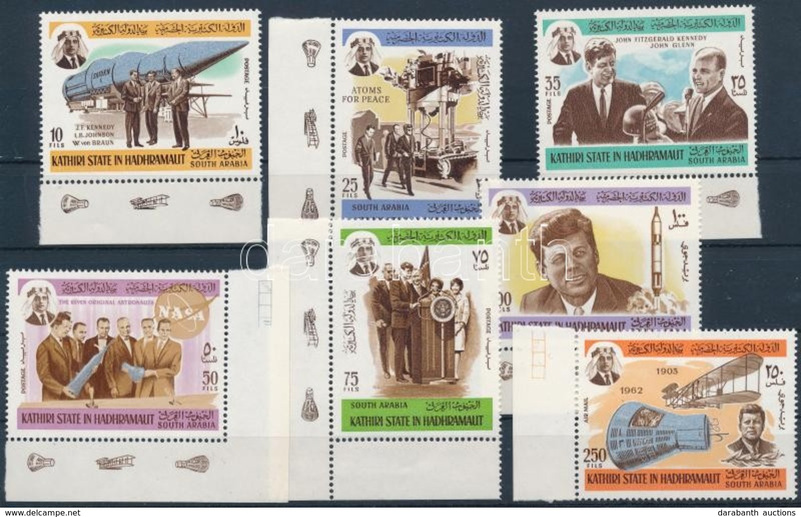 ** 1967 J. F. Kennedy és Az űrutazás ívszéli Sor Mi 166-172 - Andere & Zonder Classificatie