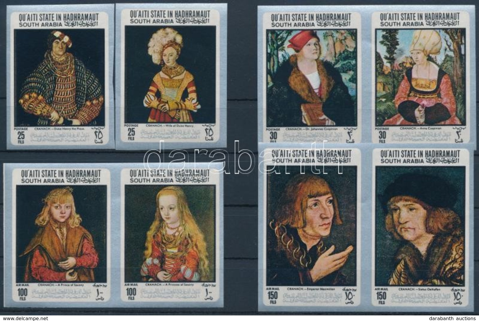 ** 1967 Lucas Cranach Festményei Vágott Sor Mi 147-154 - Andere & Zonder Classificatie