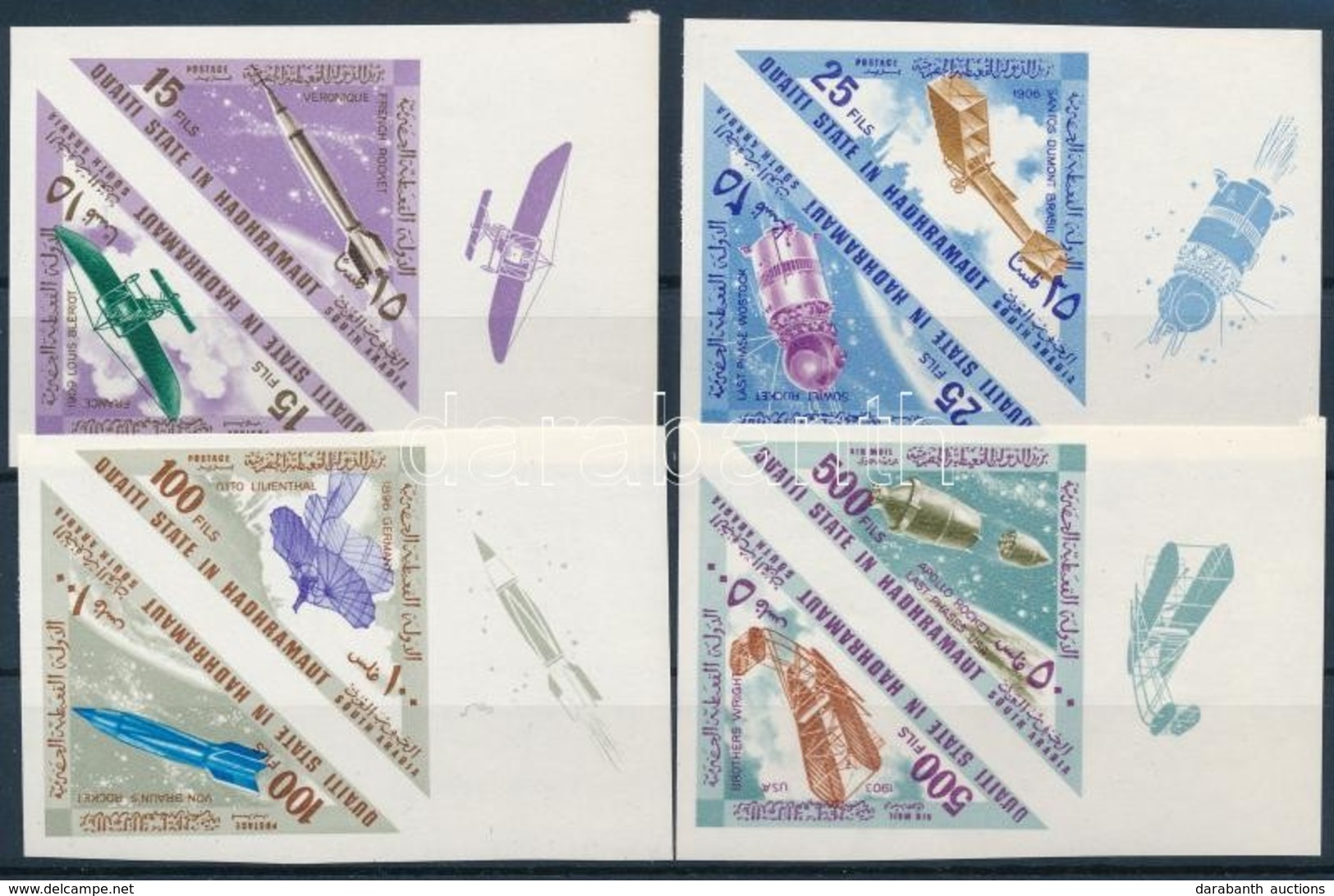 ** 1967 Repülők és Rakéták ívszéli Vágott Sor (4 Pár) Mi 214B-221B - Andere & Zonder Classificatie