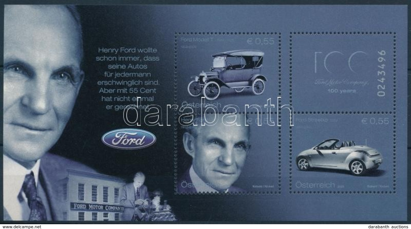 ** 2003 A Ford Automobil 100. évfordulója Blokk Mi 20 - Andere & Zonder Classificatie