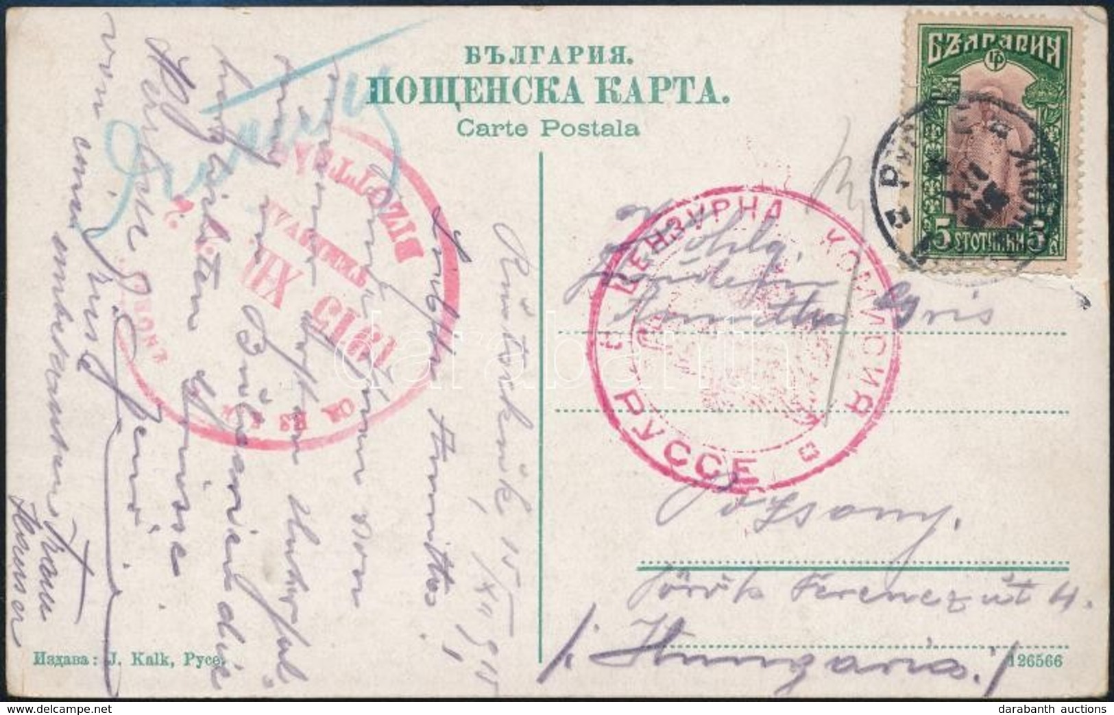 1915 Képeslap Pozsonyba Bolgár és Magyar Cenzúrával / Postcard To Pozsony With Bulgarian And Hungarian Censorship Marks - Andere & Zonder Classificatie