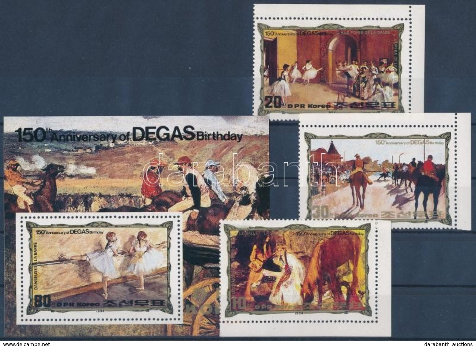 ** 1984 Edgar Degas Festmények ívsarki Sor + Blokk  Mi 2468-2470 + Mi 178 - Andere & Zonder Classificatie