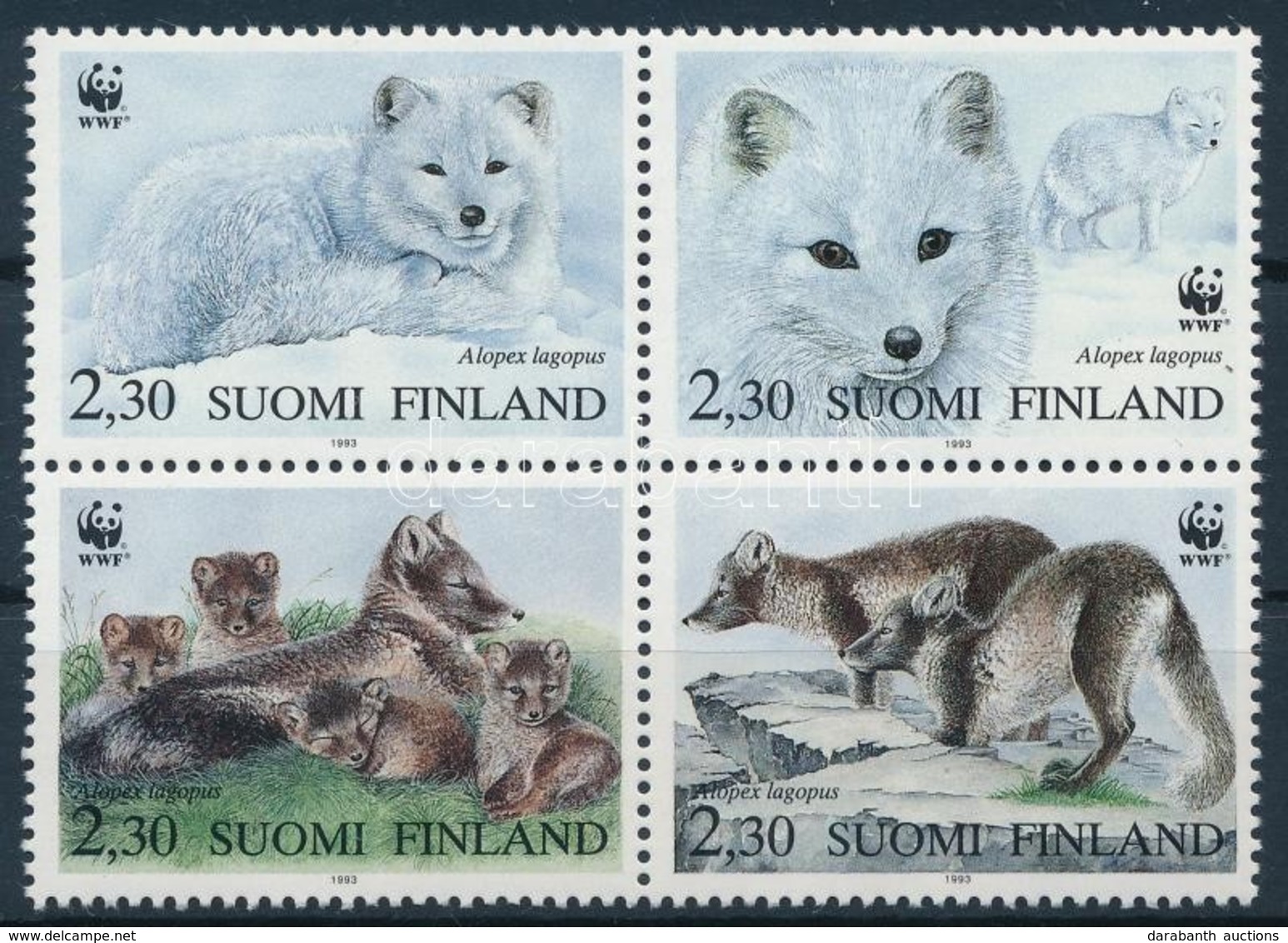 ** 1993 WWF: Sarki Róka Négyestömb  + 4 Db FDC Mi 1202-1205 - Other & Unclassified