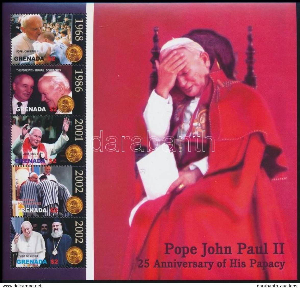** 2004 II. János Pál 25 éve Pápa Kisív Mi 5443-5447 - Other & Unclassified