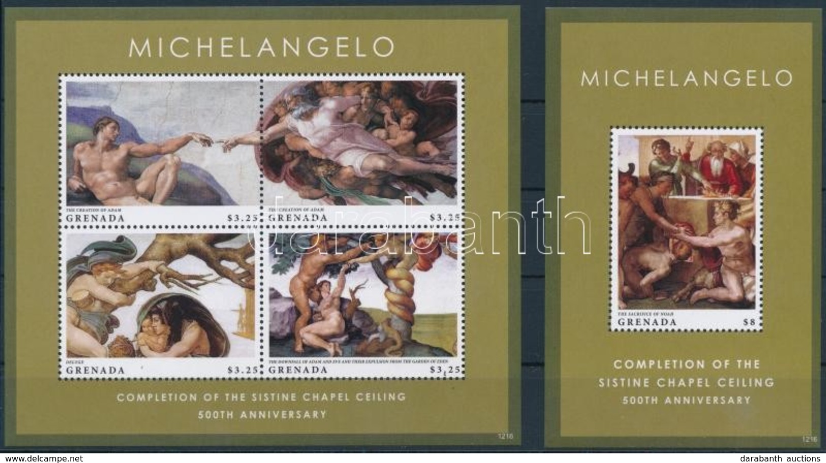 ** 2013 Michelangelo - A Sixtus-kápolna Mennyezetfreskója Kisív Mi 6533-6536 + Blokk Mi 823 - Other & Unclassified