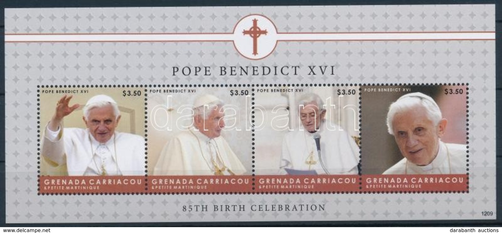 ** 2012 XVI Benedek Pápa 85. Születésnapja Kisív Mi 4761 -4764 - Andere & Zonder Classificatie