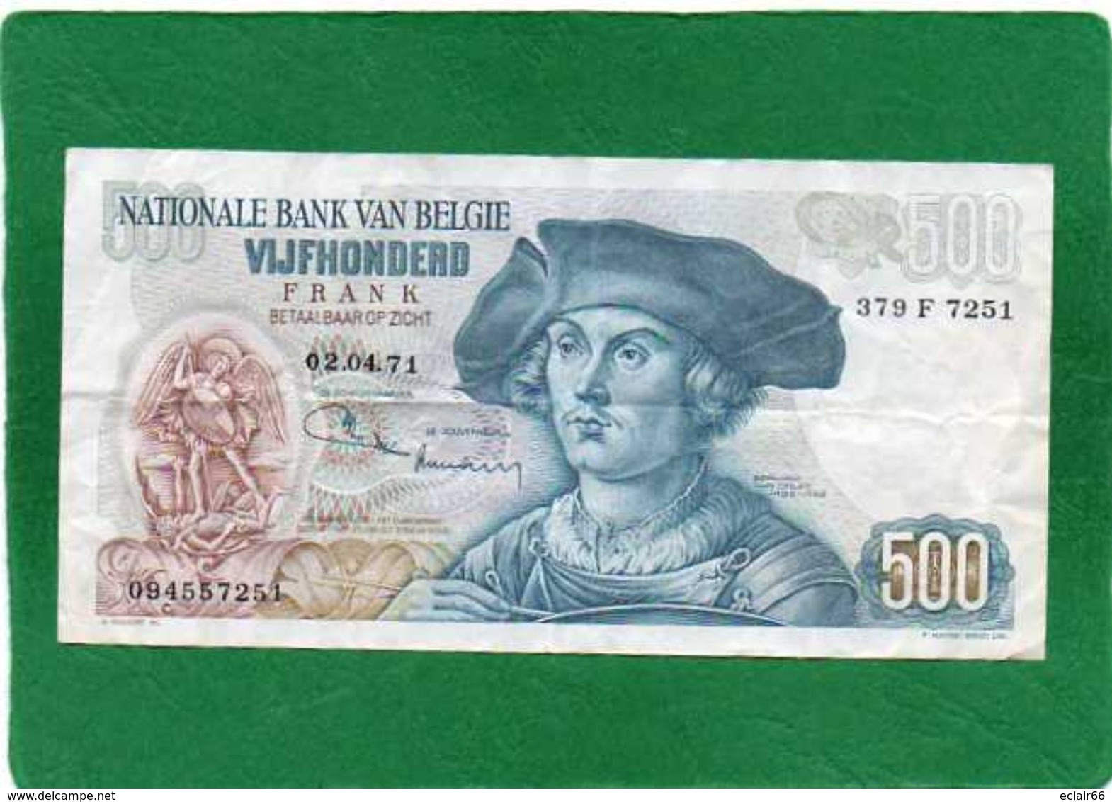 Billet. Belgique/Belgie. 500 Francs. Bernard Van Orley Voir Scannes  Recto Verso  Etat  Correct - Collections