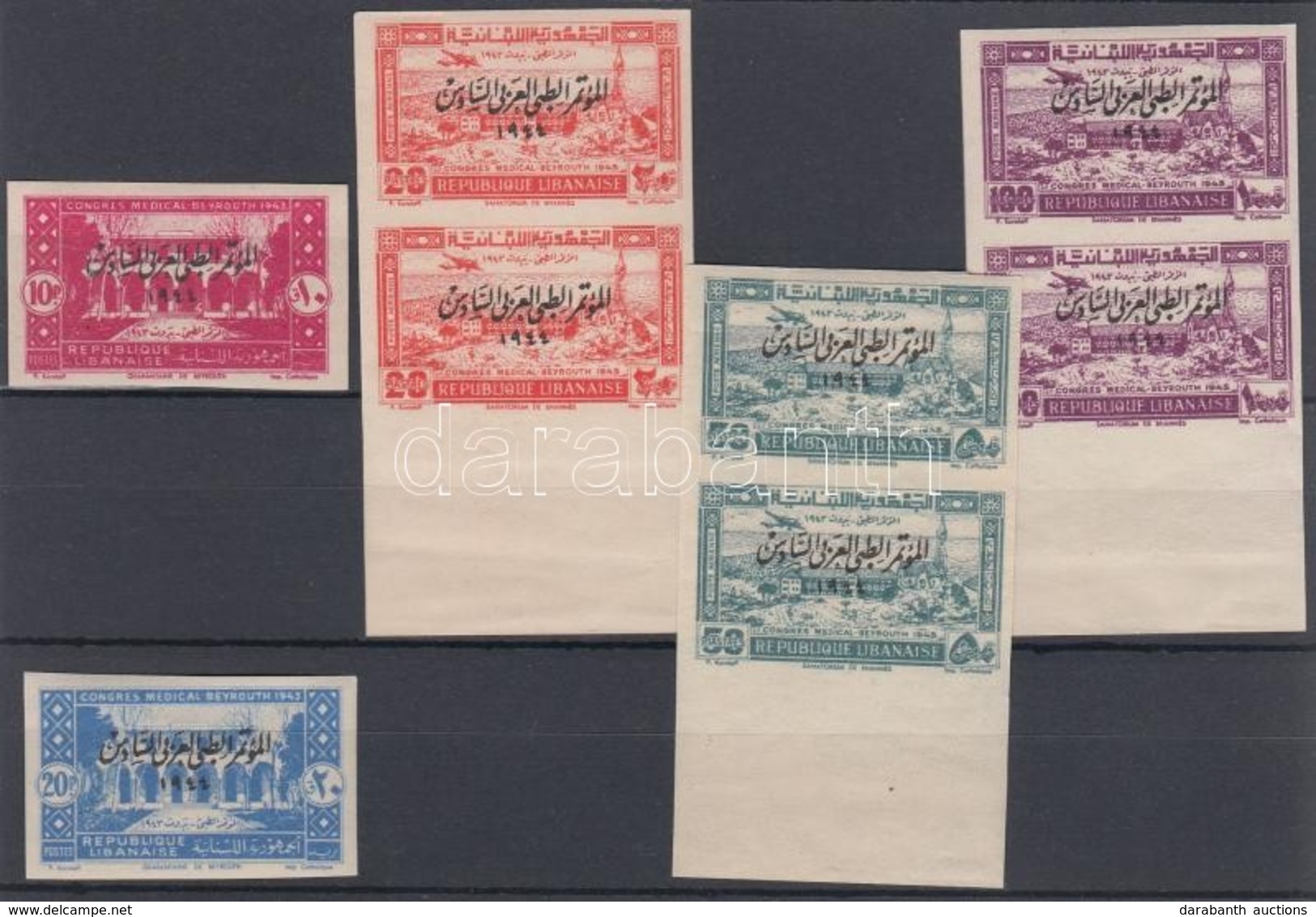 ** * 1943 Gyógyszerészeti Kongresszus Mi 277-278 Vágott Falcos Szimpla + Mi 279-281 Postatiszta Vágott Párokban - Andere & Zonder Classificatie