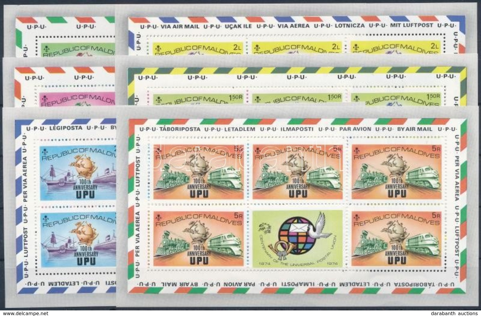 ** 1974 100 éves Az UPU Kisívsor Mi 514-519 C - Andere & Zonder Classificatie