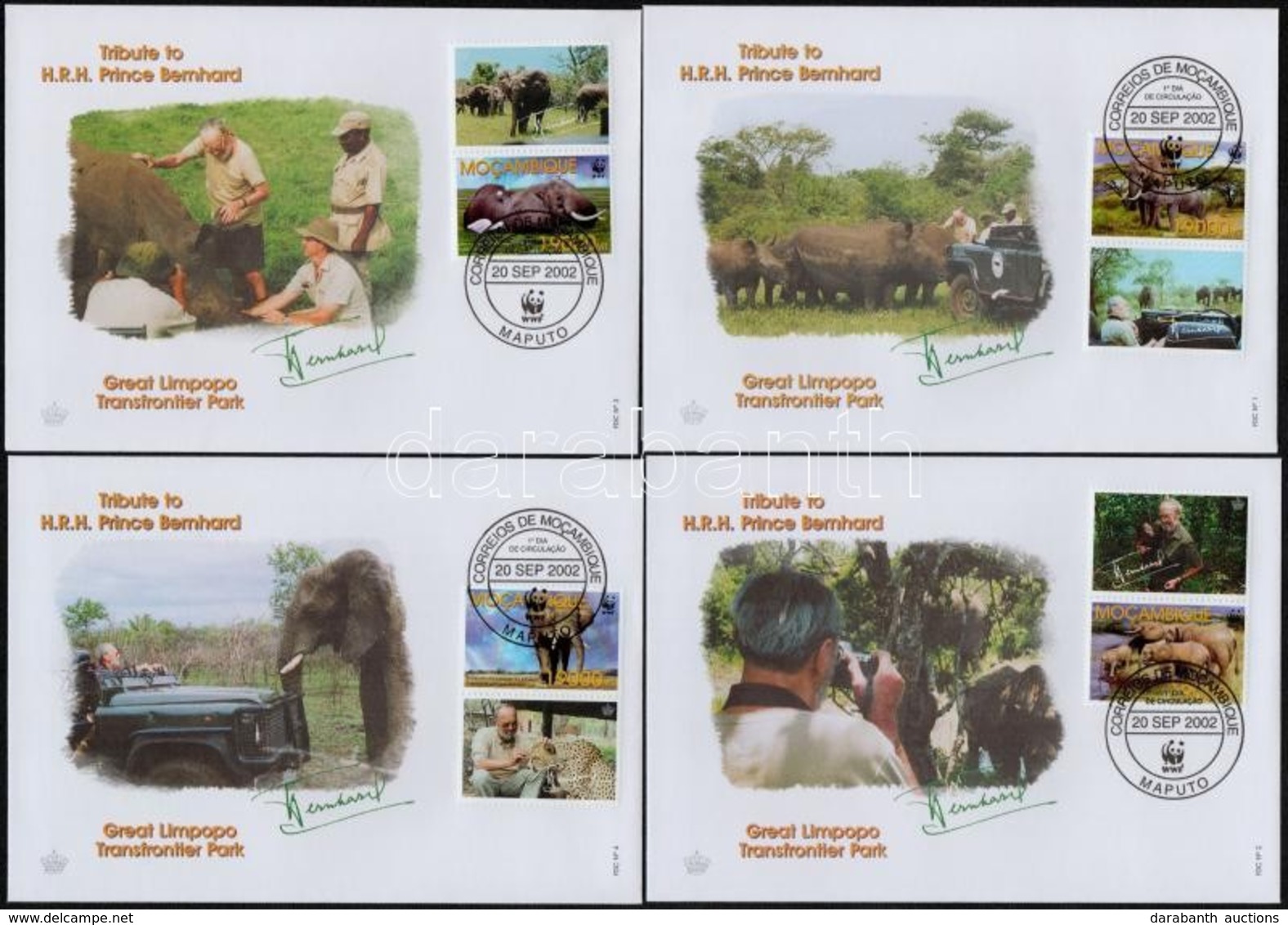 2002 WWF Afrikai Elefánt Szelvényes Sor 4 FDC-n Mi 2393-2396 - Andere & Zonder Classificatie