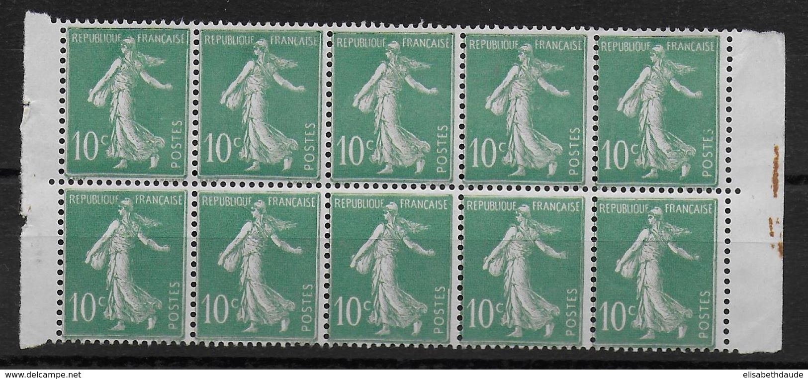 SEMEUSE - YVERT N° 188B **/* ISSU De CARNETS PHENA Et MINERALINE - FEUILLE COMPLETE De 10 - COTE = 600 EUROS - Unused Stamps