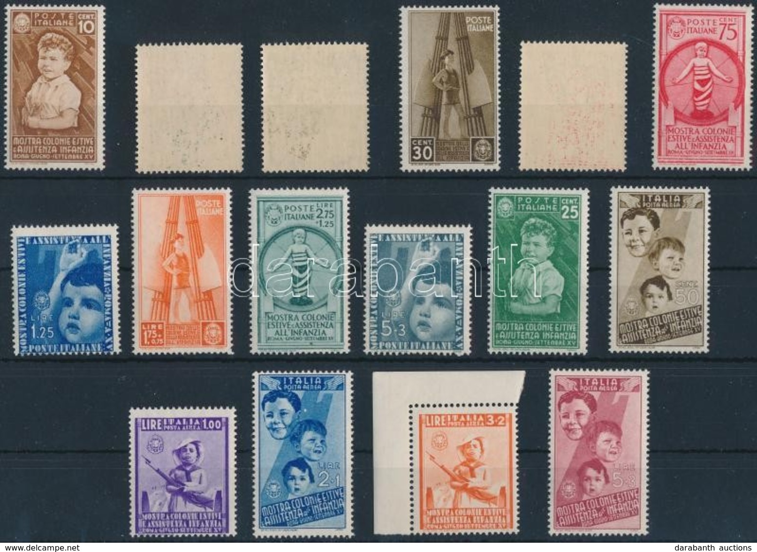 ** 1937 Gyermeksegély Sor, 13 értéke Kifogástalan, 3 Kis érték 20c, 25c, 50c Betapadás - Andere & Zonder Classificatie