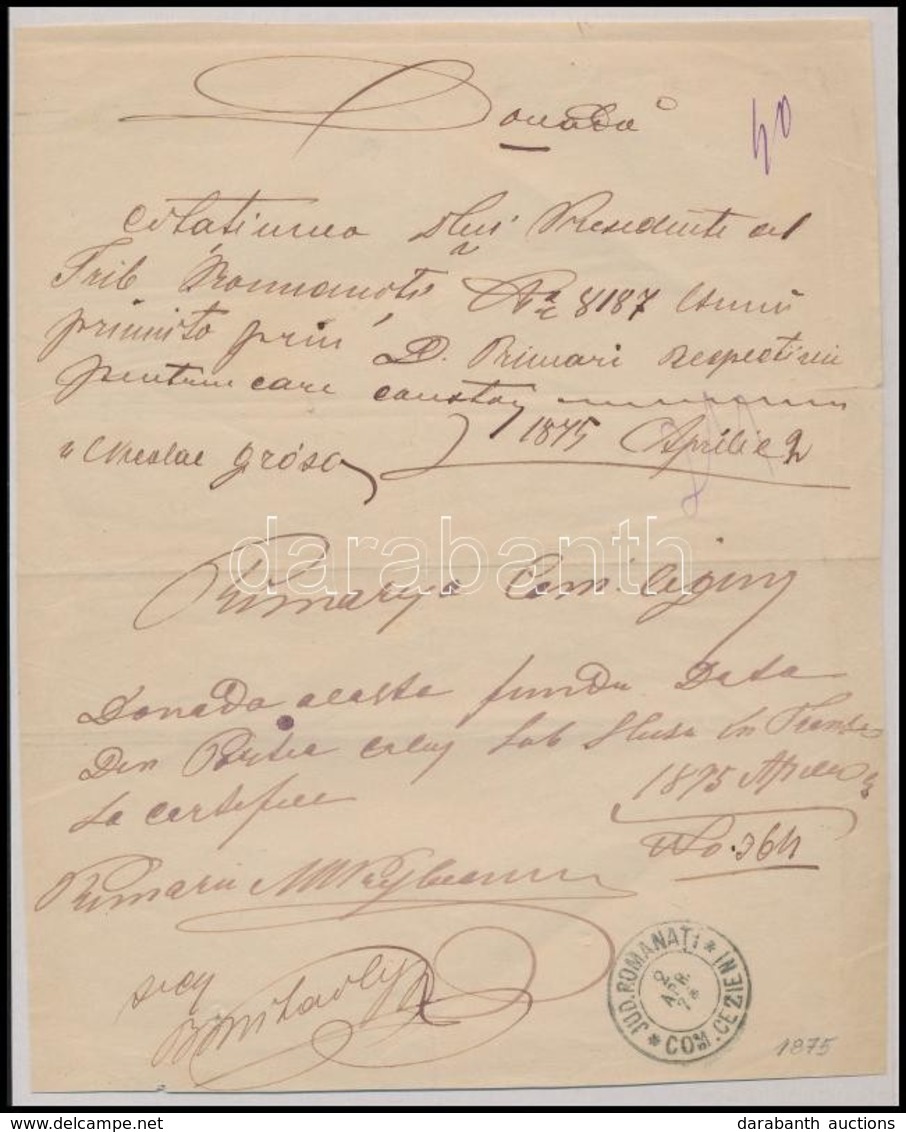 1875 Ex Offo Hivatalos Levél Szép Bélyegzéssel - Andere & Zonder Classificatie
