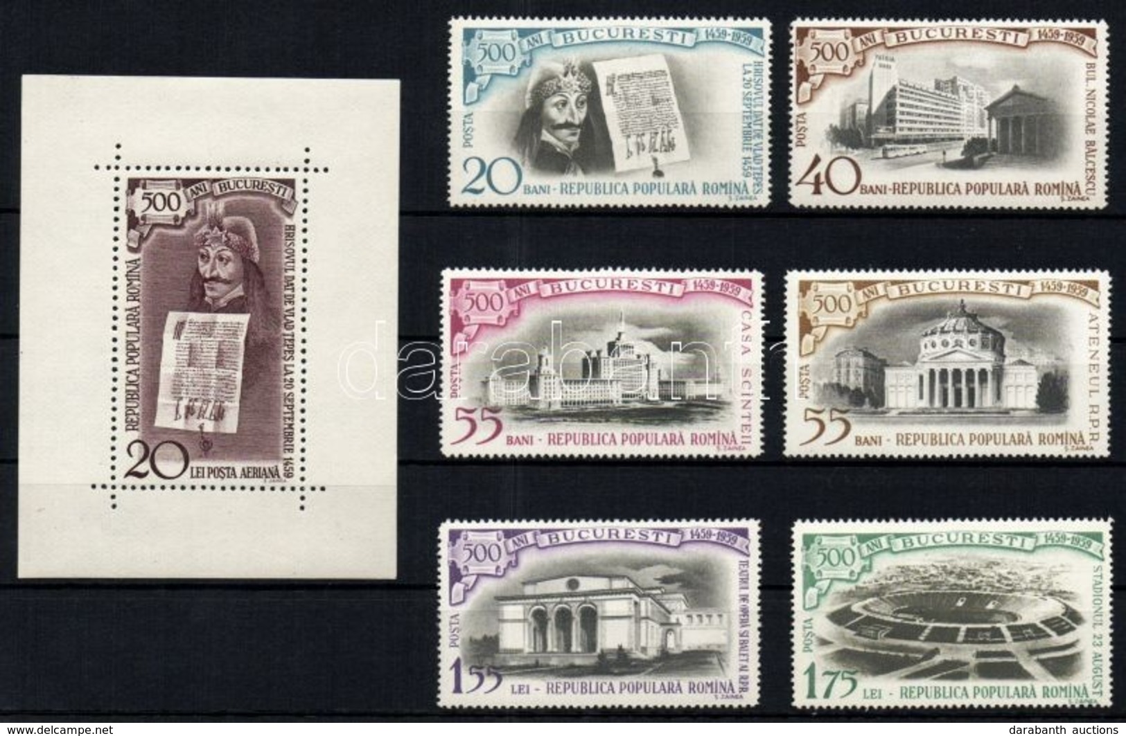 ** 1959 500 éves Bukarest Mi 1795-1800 + Block 44 - Other & Unclassified