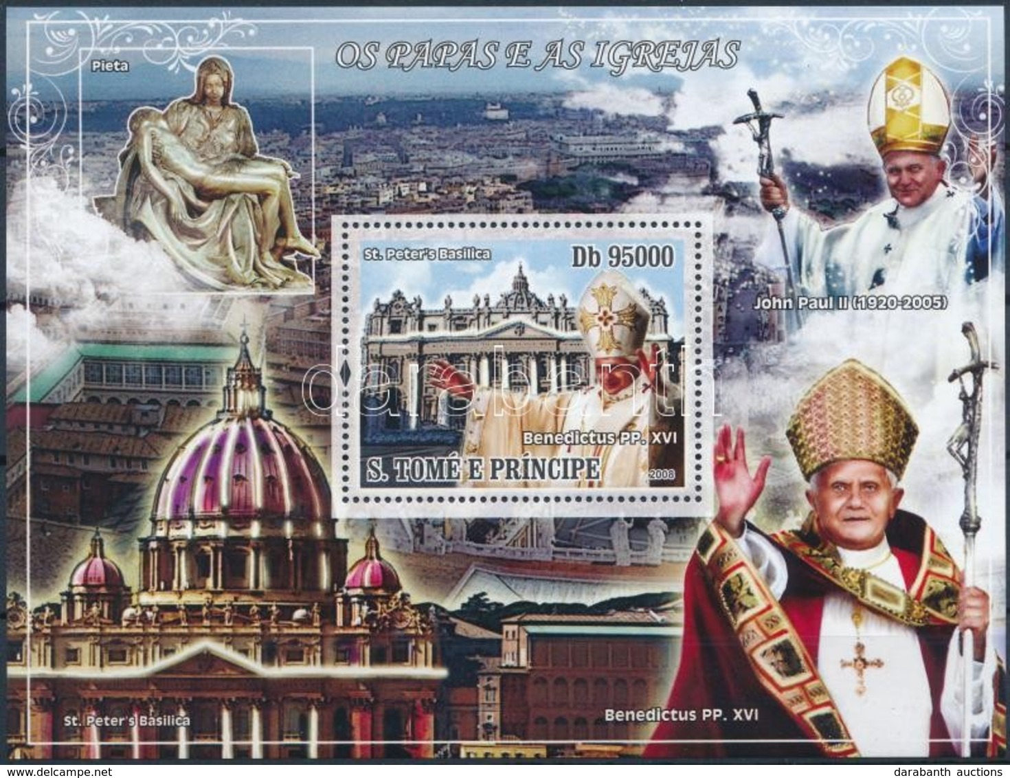 ** 2008 II. János Pál és XVI. Benedek Pápa, Szent Péter Bazilika Blokk Mi 651 - Other & Unclassified