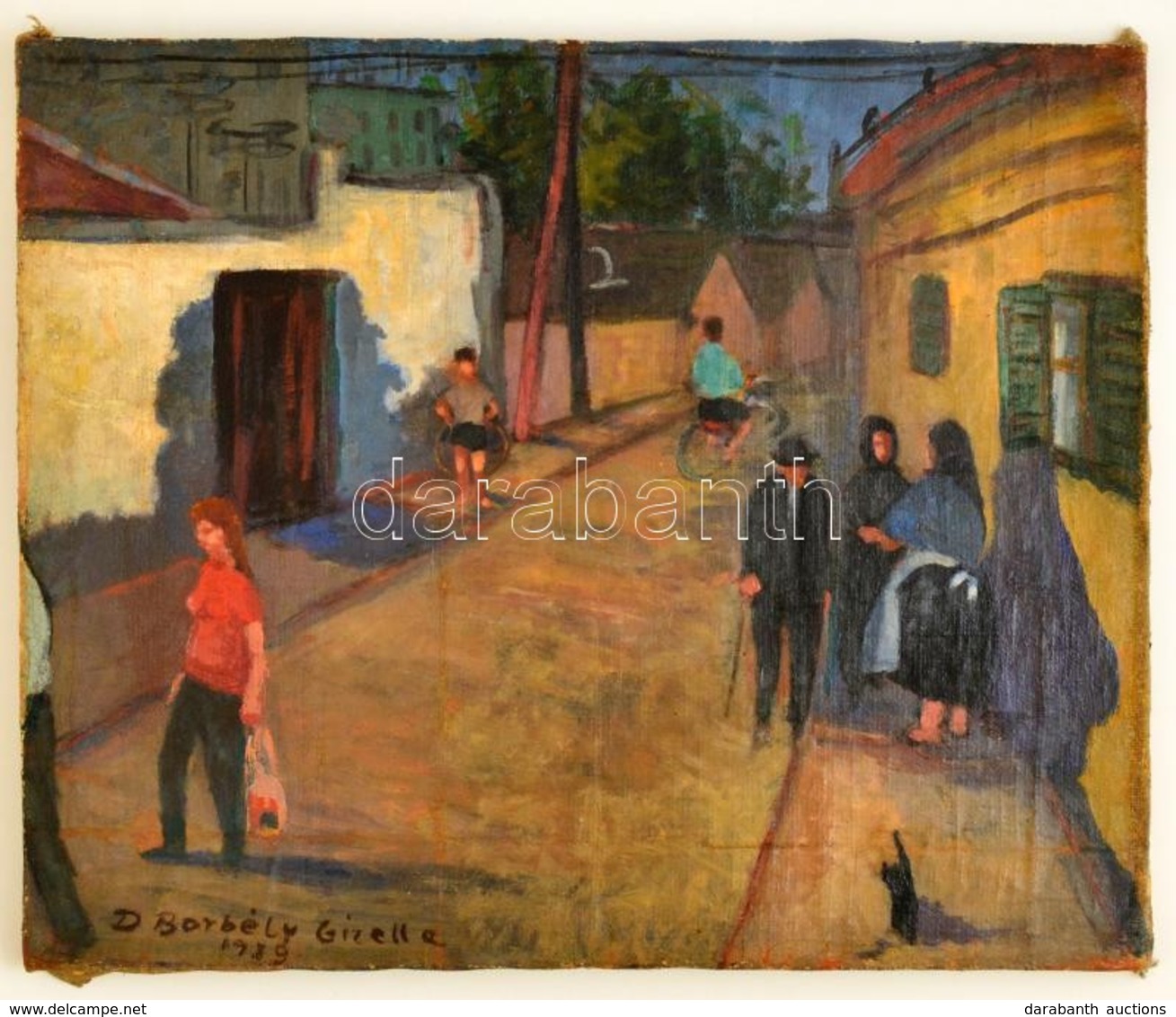 D. Borbély Gizella (1920-1994): Falusi Utcarészlet. Olaj, Vászon, Jelzett, 47×58 Cm - Other & Unclassified