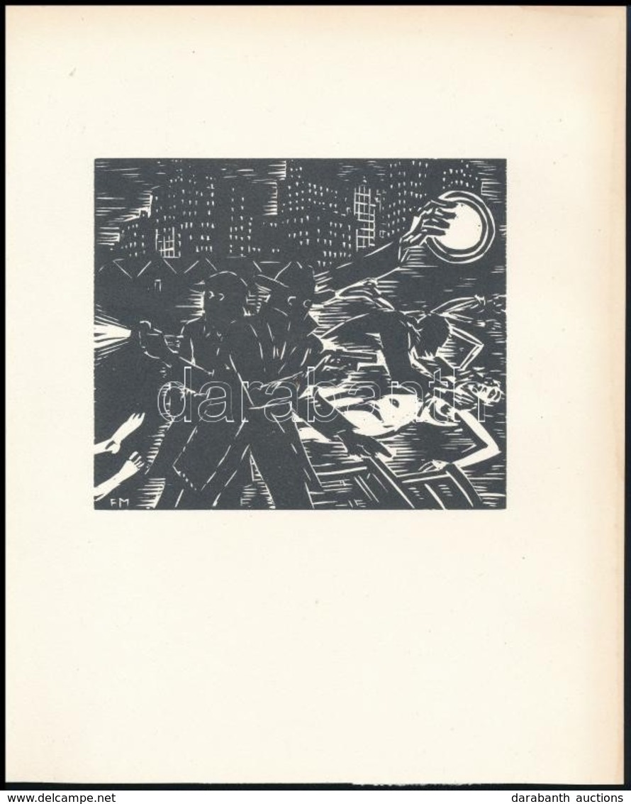 Frans Masereel (1889-1972): Gengszterek, Fametszet, Papír, Jelzett A Fametszeten, 10,5×13 Cm - Other & Unclassified
