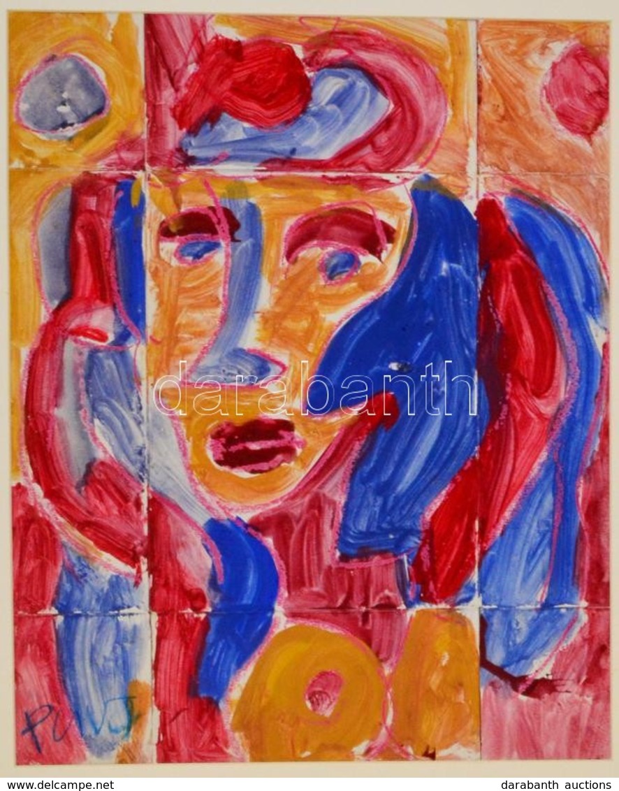 Cs. Németh Miklós (1934-2012): Női Fej, Akvarell, Papír, Jelzett, Paszpartuban, 47×37 Cm - Other & Unclassified