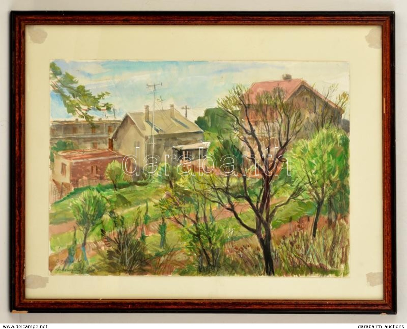 Udvary Pál (1900-1987): Balatonfüred. Vegyes Technika, Papír, Jelzett, üvegezett Keretben, 33×47 Cm - Other & Unclassified