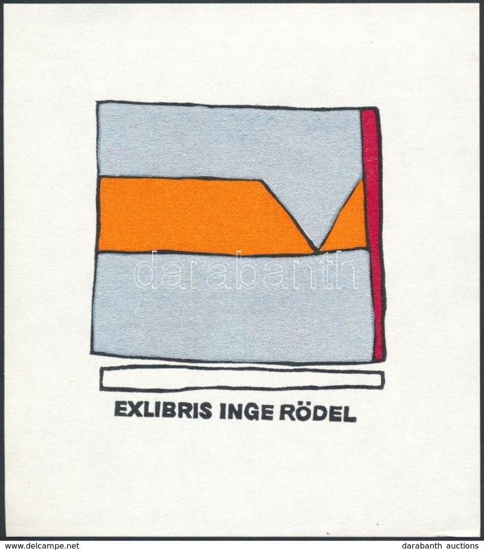 Cees Andriessen(1940-): Ex Libris Inge Rödel. Linó, Papír, Hátoldalon Feliratozva, 7x6,5 Cm - Other & Unclassified