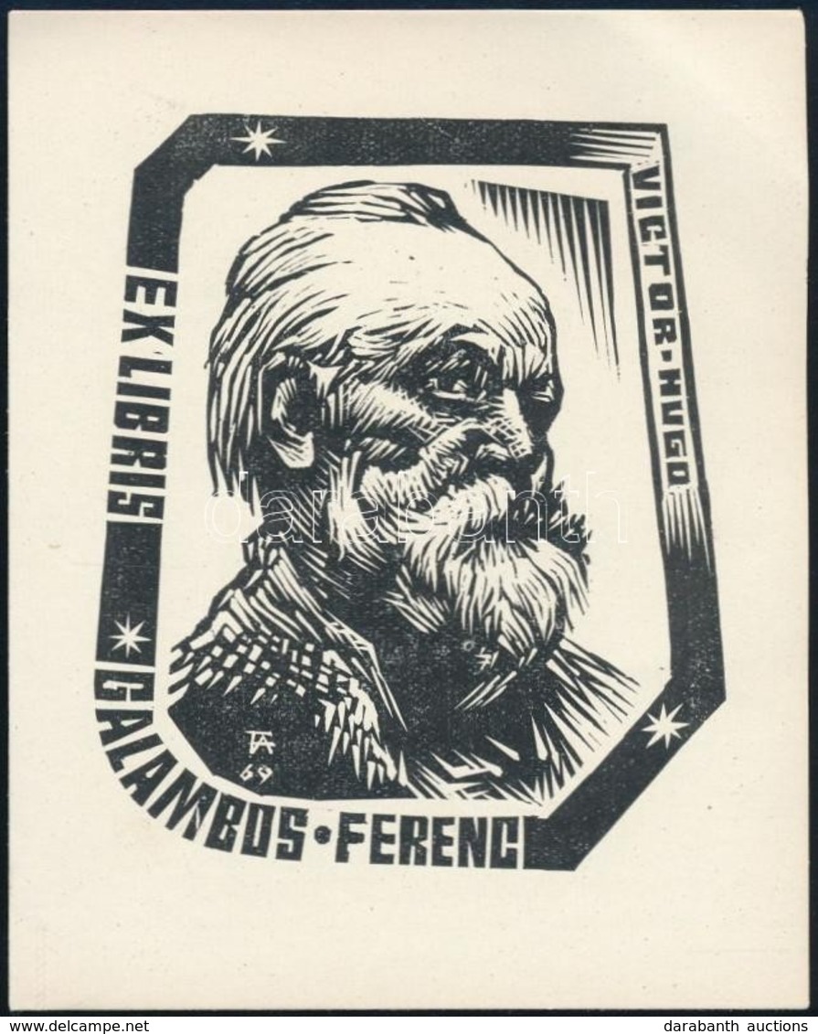 Fery Antal (1908-1994): Victor Hugo Ex Libris. Klisé, Papír, Jelzett A Klisén, 10x8 Cm - Other & Unclassified