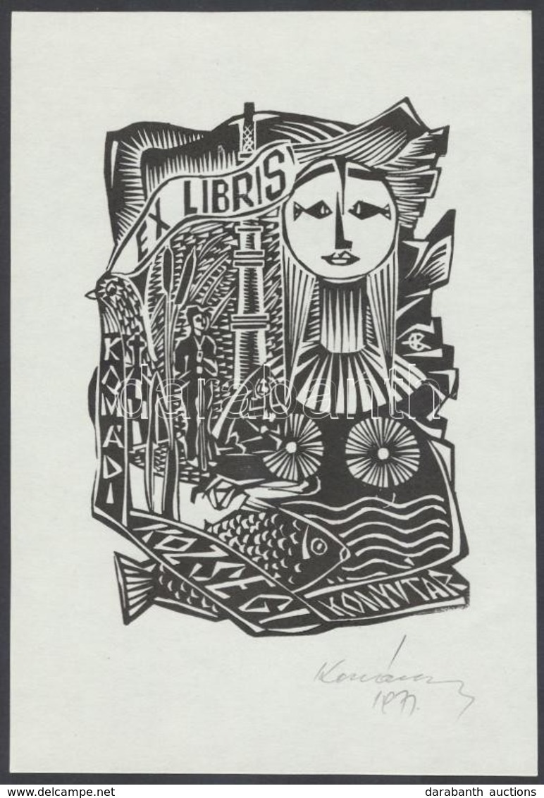 Kovács Csilla(?-?) : Ex Libris, Linó, Papír, Jelzett, 10x7cm - Other & Unclassified