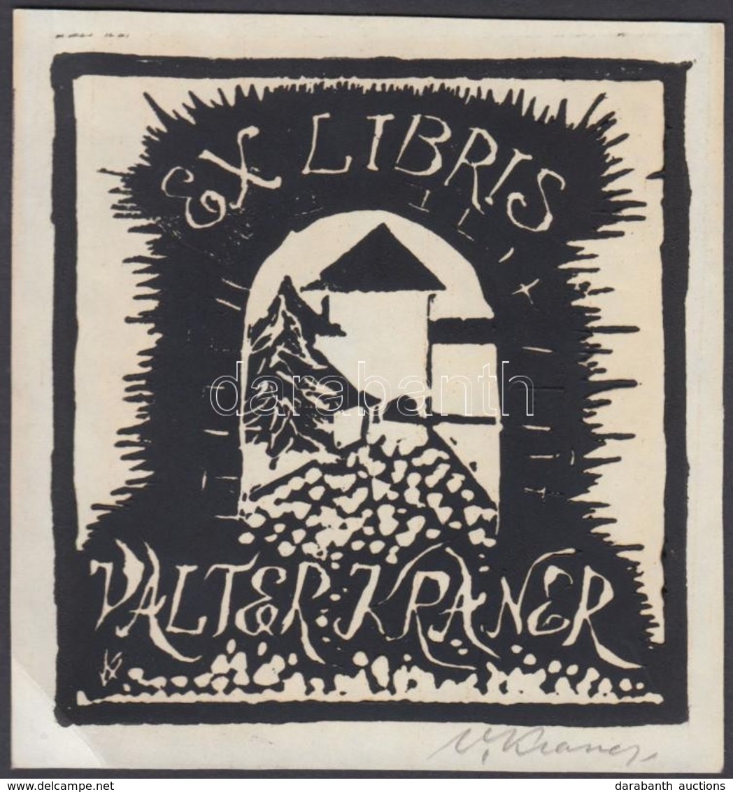 Valter Kraner (1907-1997): Ex Libris. / Bookplate. Lino-cut, Signed 11x10 Cm. - Other & Unclassified