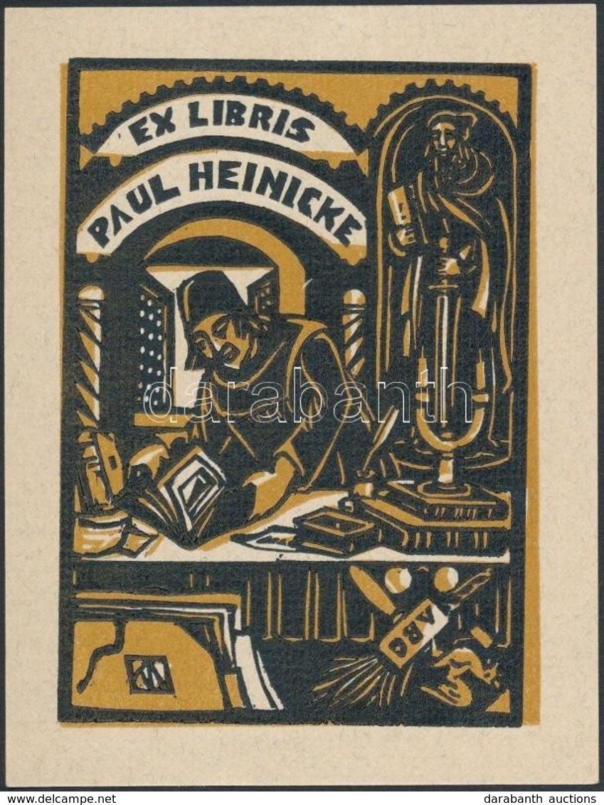 Karel Nemec (1879-1960) Ex Libris Paul Heinicke. Fametszet, Papír, Jelzett A Dúcon, 10×7 Cm - Other & Unclassified