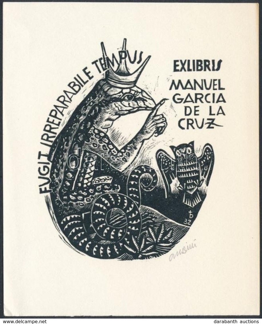 Oriol Maria Divi (1924-2013): Ex Libris Manuel Garcia De La Luz. Fametszet, Papír, Jelzett A Dúcon, 10×9 Cm - Other & Unclassified