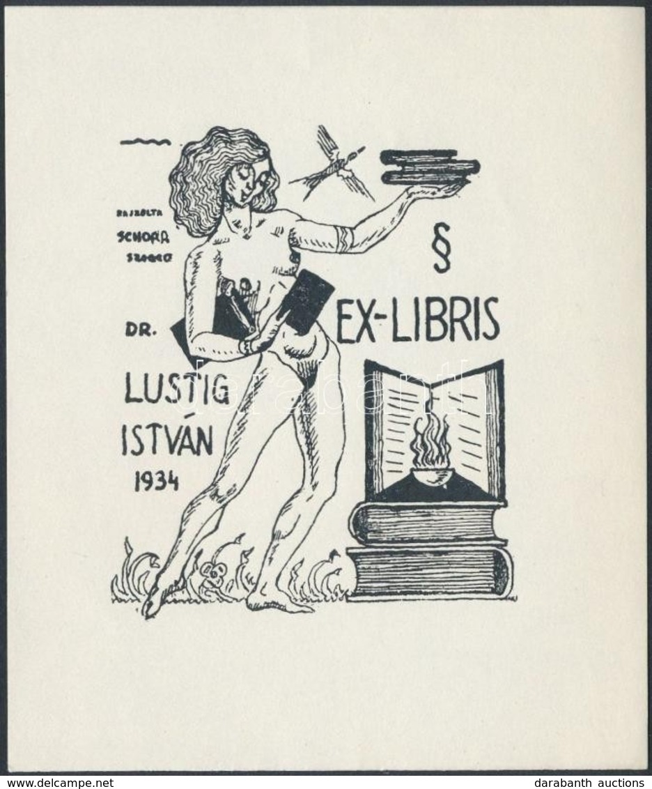 Schorr Tibor (?-?): Lustig István Erotikus Ex Libris. Klisé, Papír, Jelzett A Klisén, 12x10 Cm - Other & Unclassified