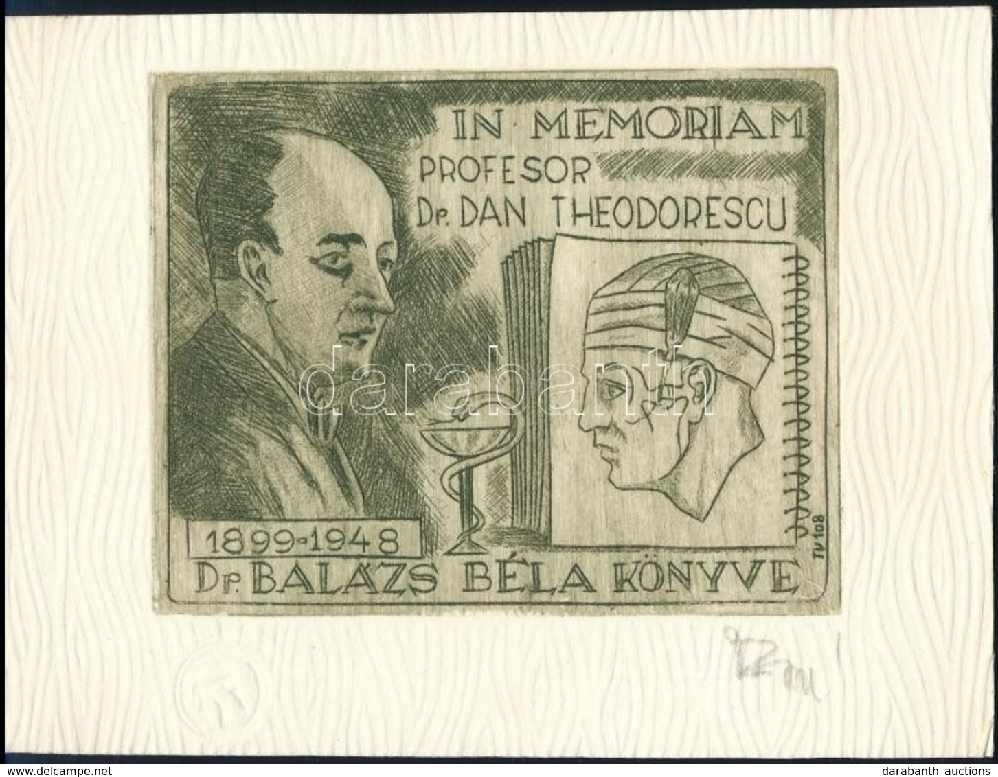 Torró Vilmos (1935-2001): Ex Libris Dr Balázs Béla. Rézkarc, Papír, Jelzett, 8×10 Cm - Andere & Zonder Classificatie