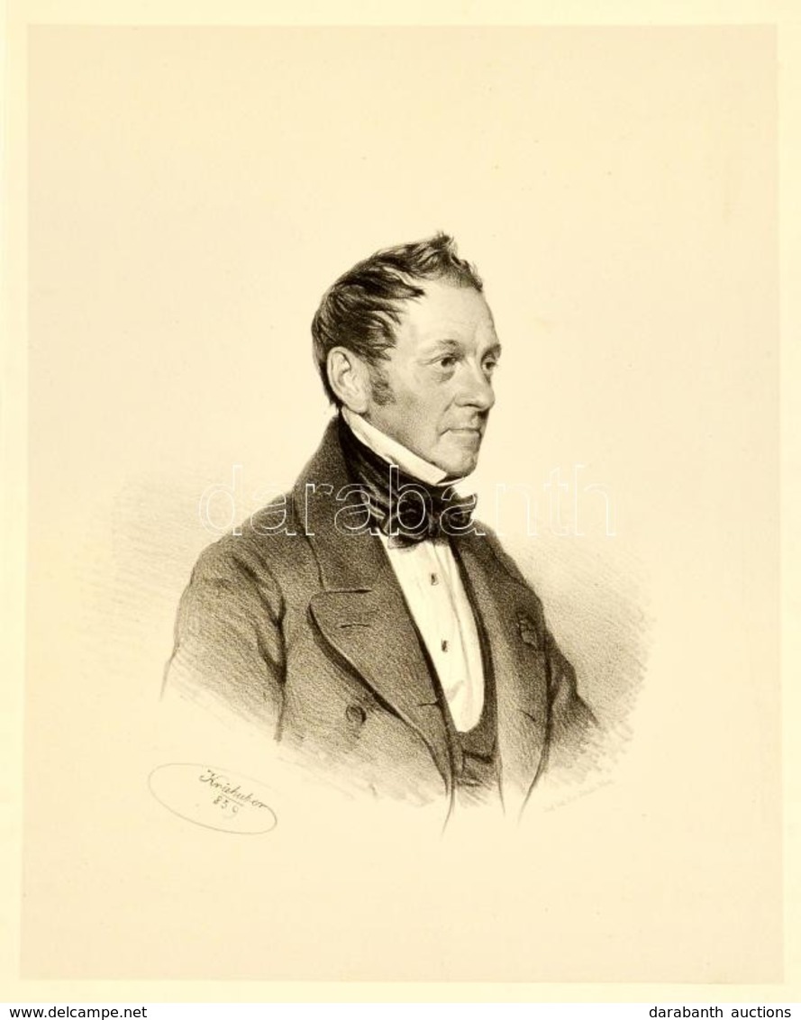 Cca 1859 Josef Kriehuber (1800-1876): Azonosítatlan Férfi Portréja, Litográfia, Papír, Joseph Stoufs Wien, Paszpartuban, - Prints & Engravings