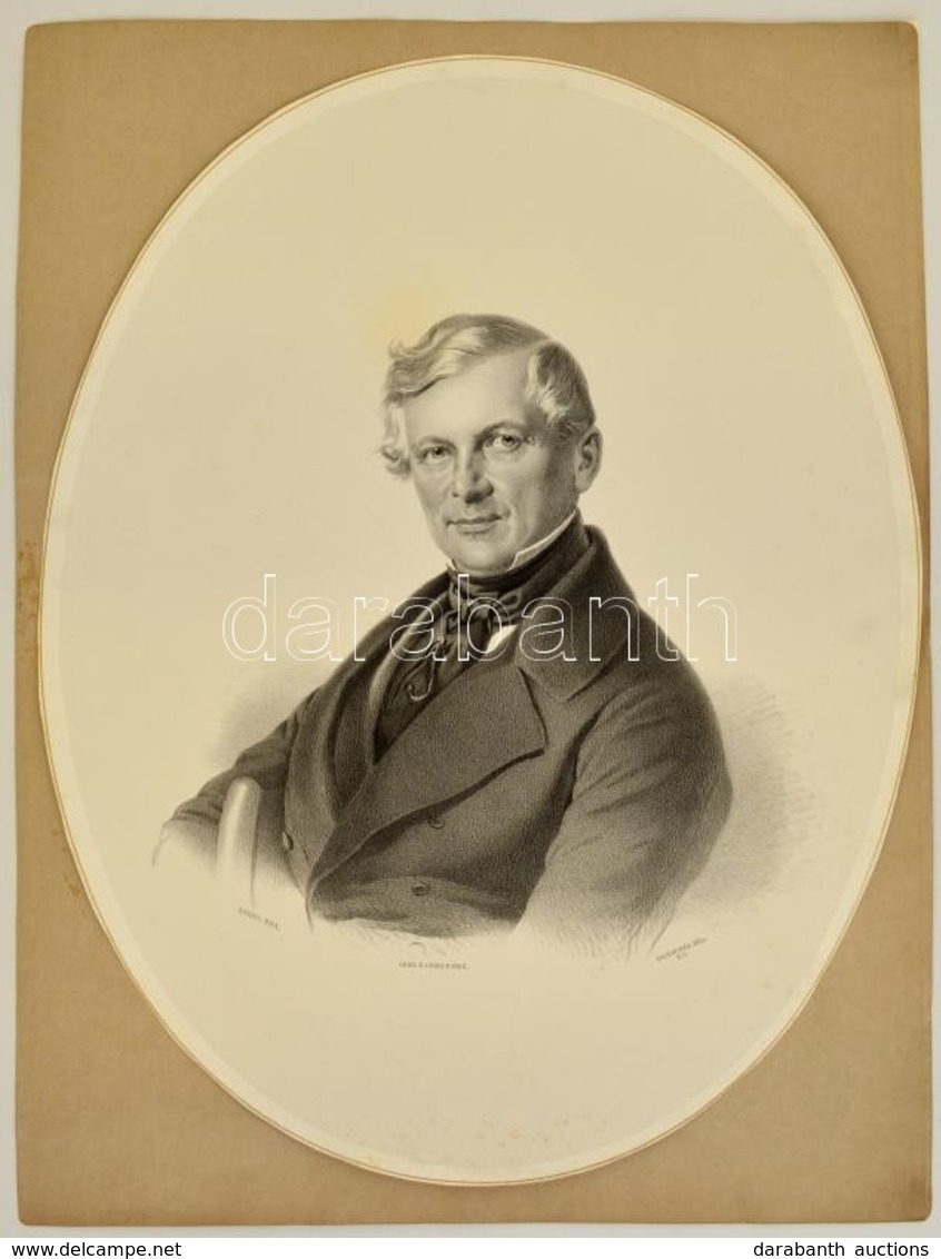 Cca 1853 Josef Kriehuber (1800-1876): Friedrich Randel Után: Azonosítatlan Férfi Portréja, Litográfia, Papír, Johann Rau - Prenten & Gravure