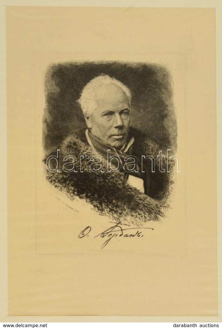 1880 Viktor Bobrov (1842-1918): Azonosítatlan Férfi Portréja, Litográfia, Papír, Paszpartuban, 21,5×14,5 Cm - Prenten & Gravure