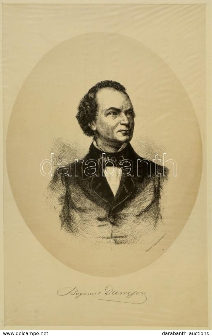 Cca 1860 Edward Kretzschmar (?-?): Bogumil Dawison Színész, Litográfia, Papír, Paszpartuban, 29×18,5 Cm - Prints & Engravings