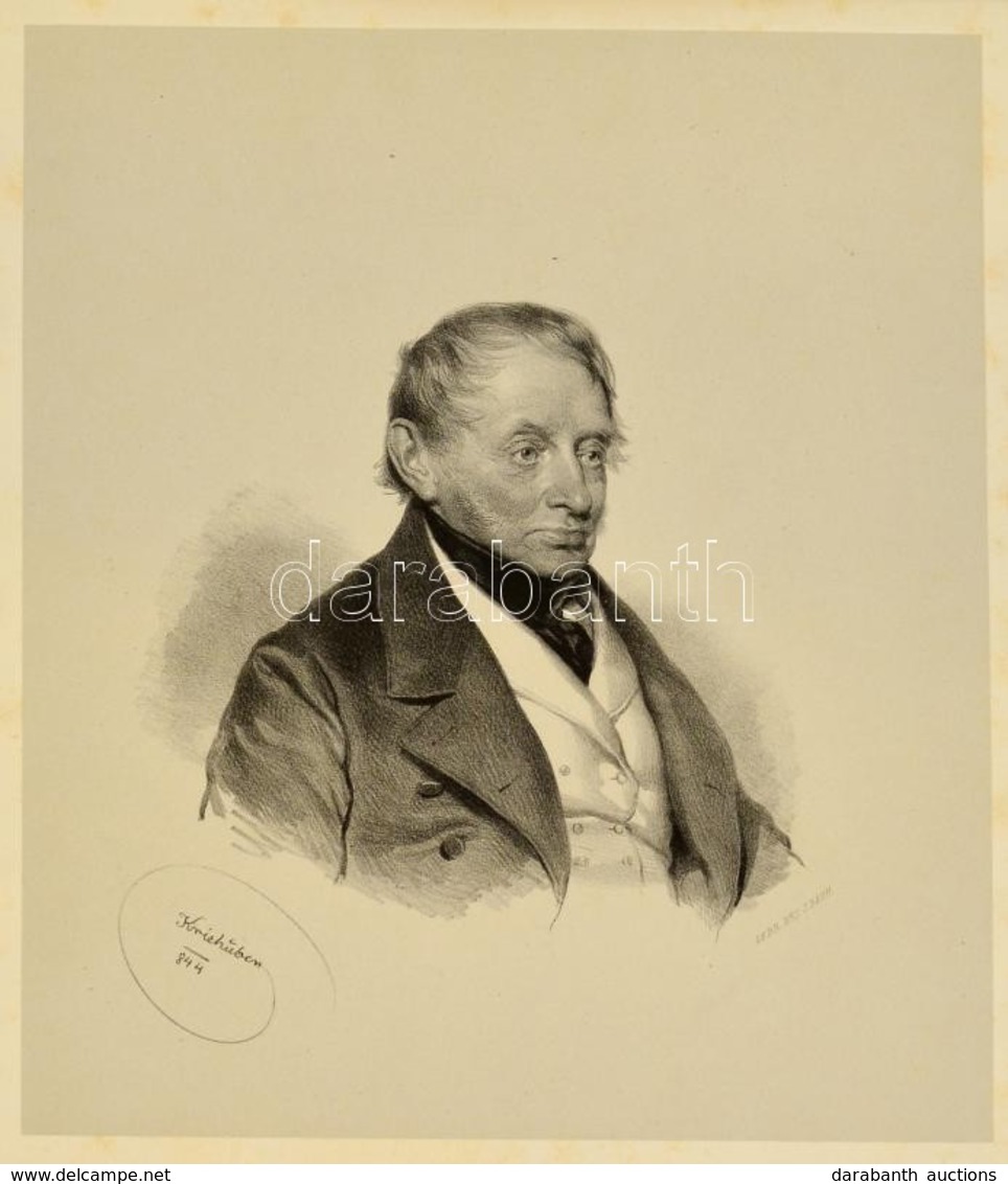 Cca 1844 Josef Kriehuber (1800-1876): Azonosítatlan Férfi Portréja, Litográfia, Papír, Johann Rauh Wien, Paszpartuban, 2 - Prints & Engravings