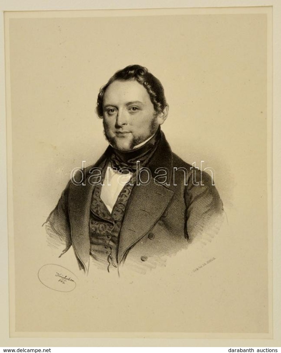 Cca 1842 Josef Kriehuber (1800-1876): Azonosítatlan Férfi Portréja, Litográfia, Papír, Johann Höfelich Wien, Paszpartuba - Prints & Engravings