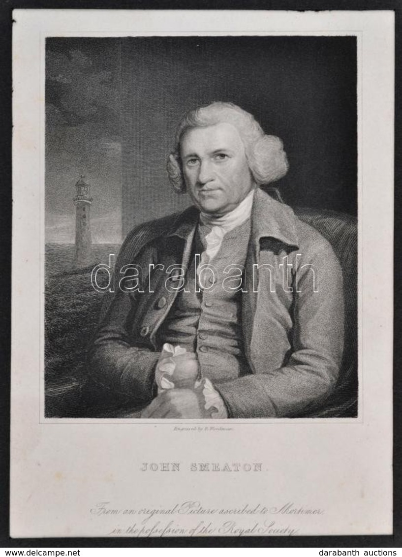 John Smeaton Portréja, Rézmetszet, Papír, Paszpartuban, Feliratozva, 17,5×12,5 Cm - Prints & Engravings