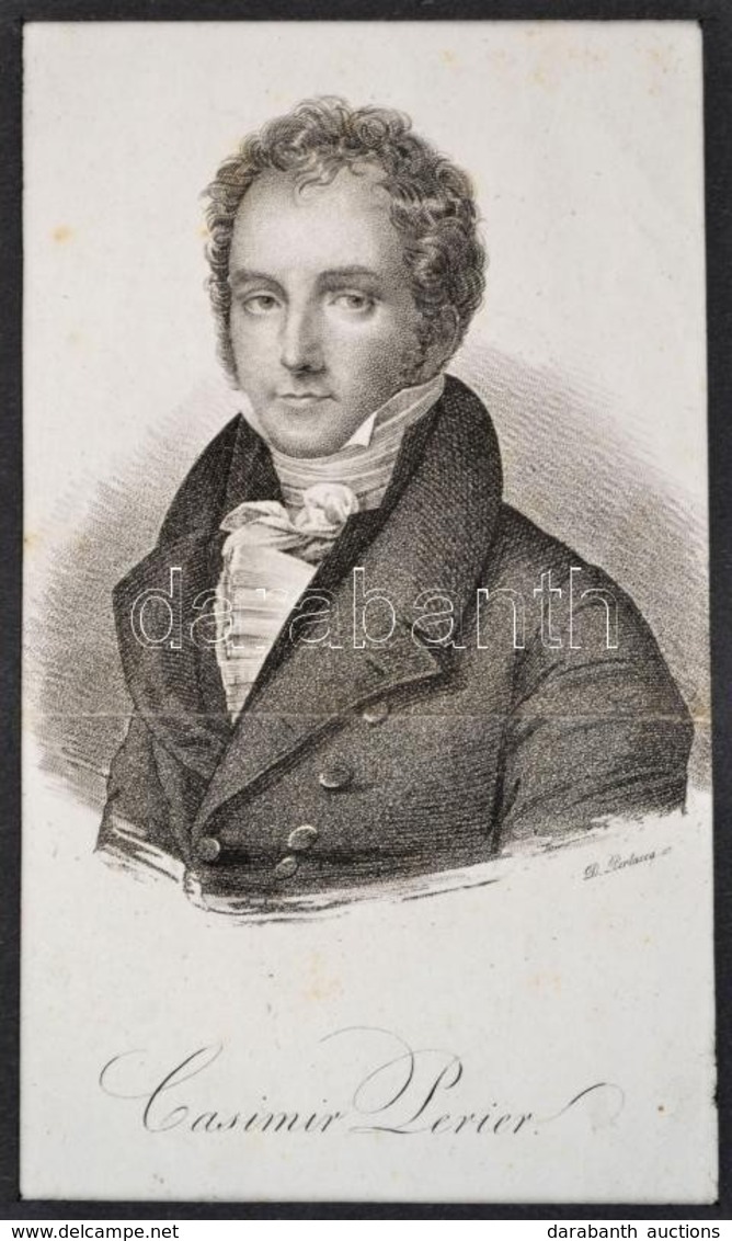 Casimir Pierre Périer Portréja, Rézmetszet, Papír, Paszpartuban, Feliratozva, 15×9 Cm - Prints & Engravings