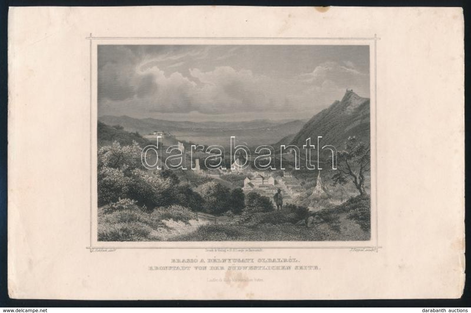 Cca 1840 Ludwig Rohbock (1820-1883): Brassó A Délnyugati Oldalról Acélmetszet / Steel-engraving Page Size: 16x26 Cm - Prenten & Gravure