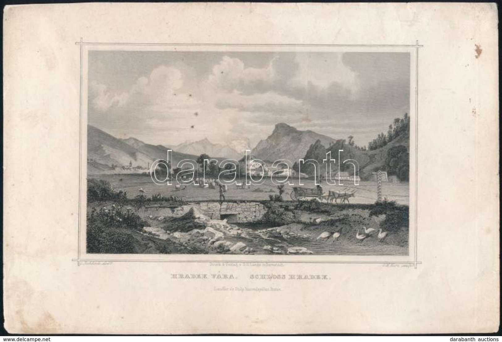 Cca 1840 Ludwig Rohbock (1820-1883): Hradek Vára (Felvidék) Acélmetszet / Steel-engraving Page Size: 16x26 Cm - Prenten & Gravure