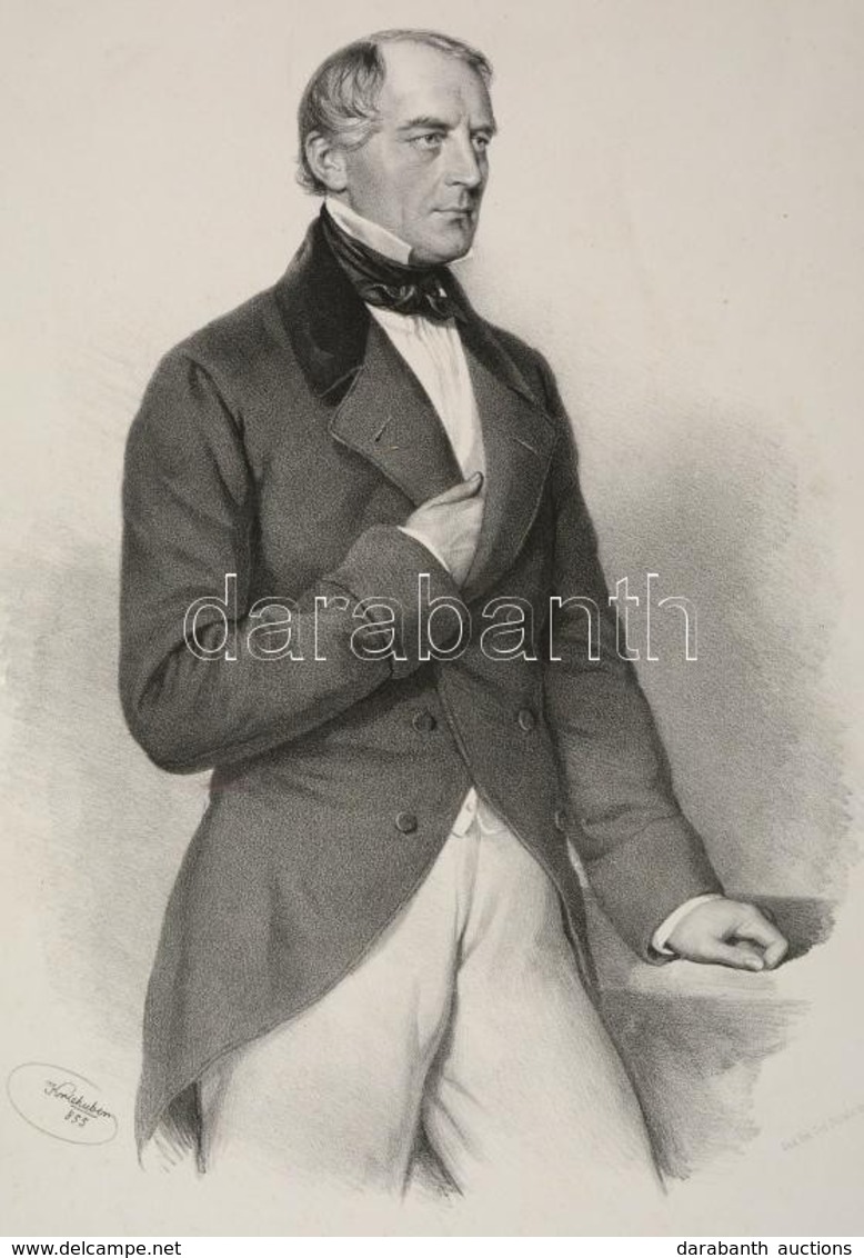 Cca 1850 Karl Ludwig Von Bruck Báró (1798-1860) Osztrák Pénzügyminiszter Nagyméretű Kőnyomatos Portréja. Josef Kriehuber - Prints & Engravings